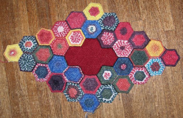 Sock Yarn Hexagons knit by Deborah Cooke