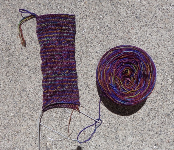 Fleece Artist Trail Socks in Nightshade knit into socks by Deborah Cooke
