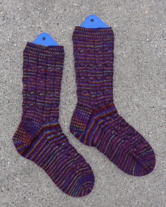 Socks in Fleece Artist Trail Socks, Nightshade, knit by Deborah Cooke