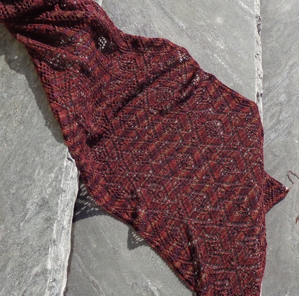Starling Wrap designed by Marie Wallin knit in Rowan Fine Art by Deborah Cooke