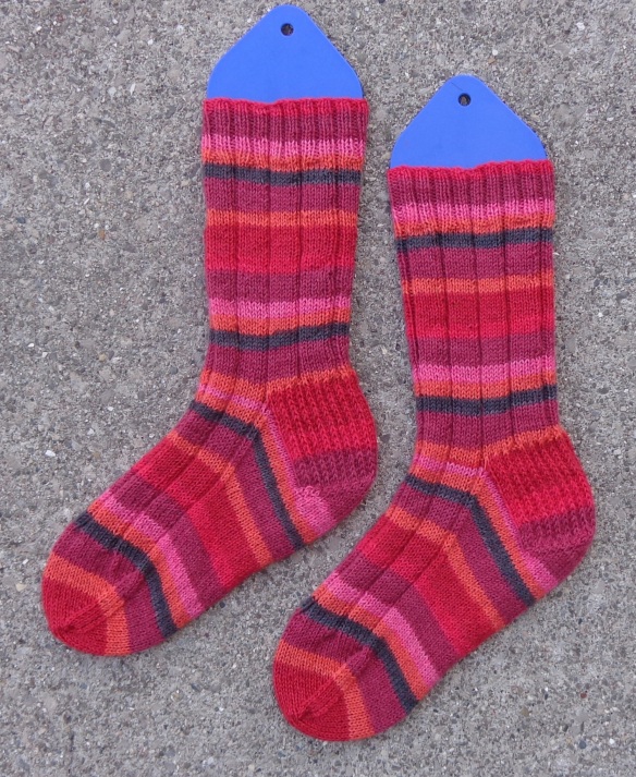 socks knit by Deborah Cooke in Online Supersocke Comedy Color